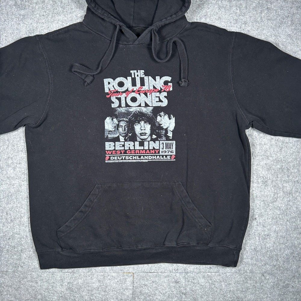 The Rolling Stones Hoodie Mens Large Black Tour of Europe 76 Berlin Rock Band - Picture 5 of 14